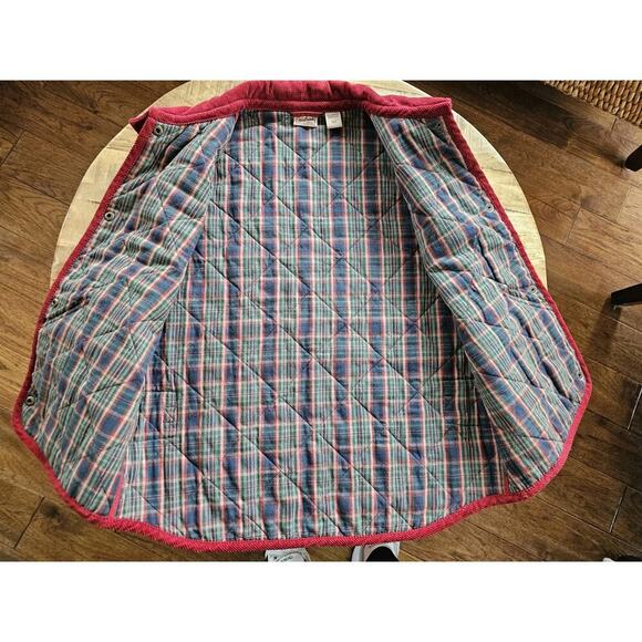 Woolrich Quilted Puffer Vest Women's Size M Crimson Red Plaid Outdoors Preppy - Picture 7 of 10